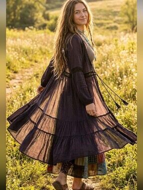 Black gauze Duster with black lace.
